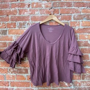 AEO Ruffle Sleeve Crop Top